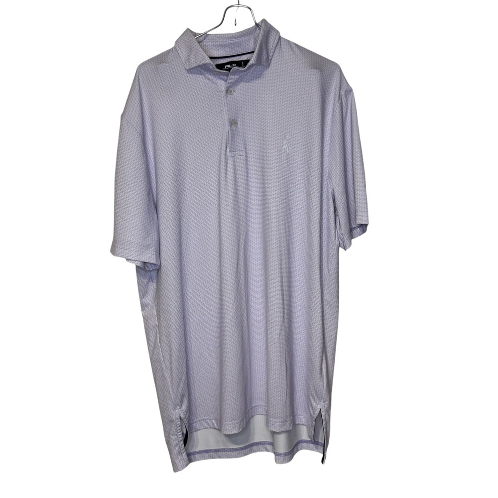 RLX Ralph Lauren Men Shirt Performance Golf Polo Pony Logo Violet Pattern Medium